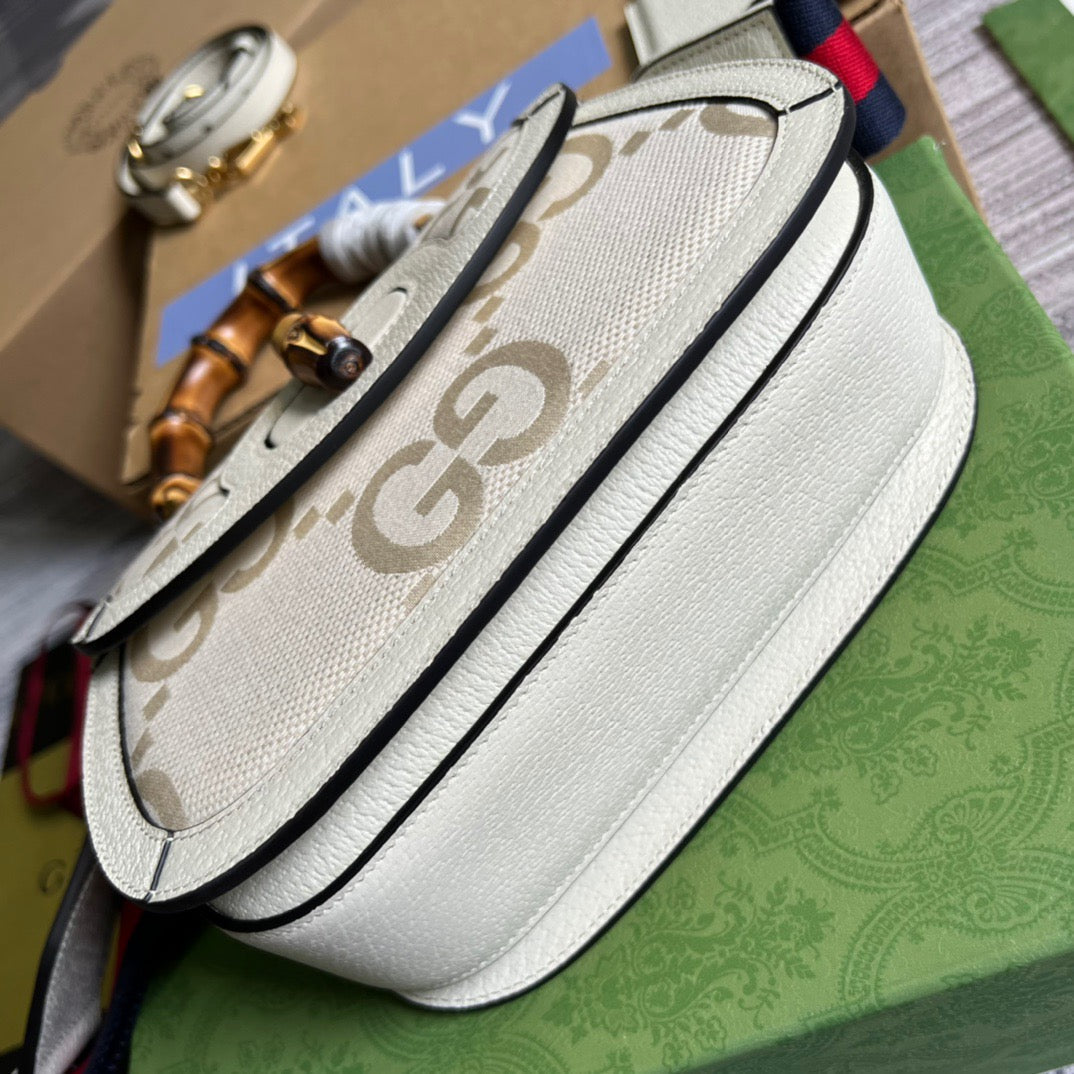 gg Bamboo 1947 Medium  Top Handle Bag White For Women, Women’s Bags 10in/26cm gg