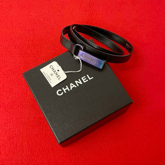 CHANEL belt leather black