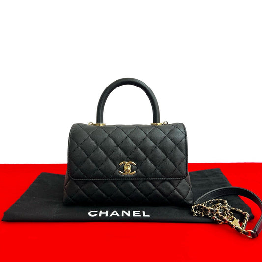 CHANEL Handbag Matt caviar skin black Coco Handle XS