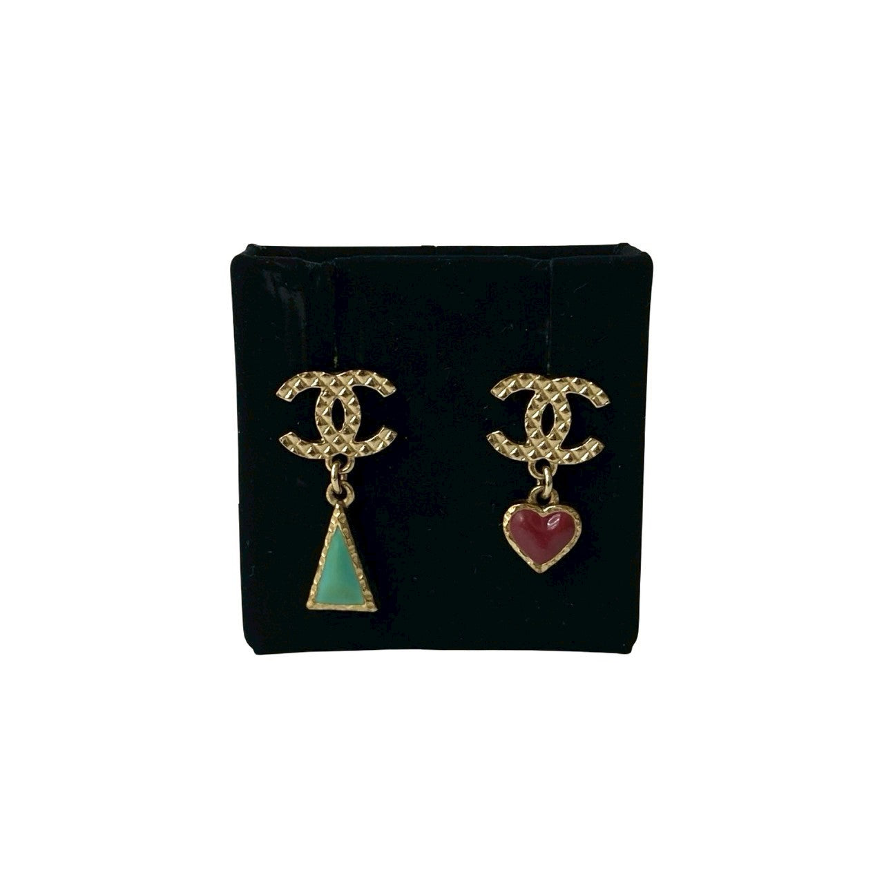 Chanel Coco Mark Heart Triangle Earrings