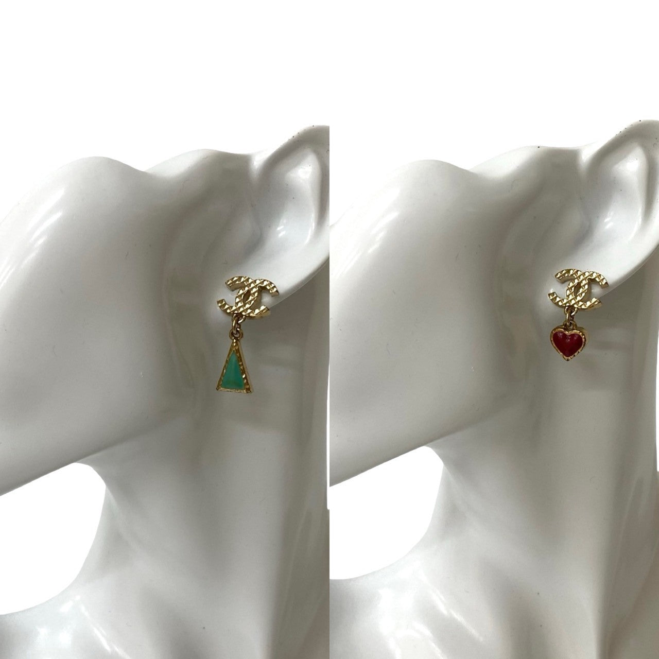 Chanel Coco Mark Heart Triangle Earrings