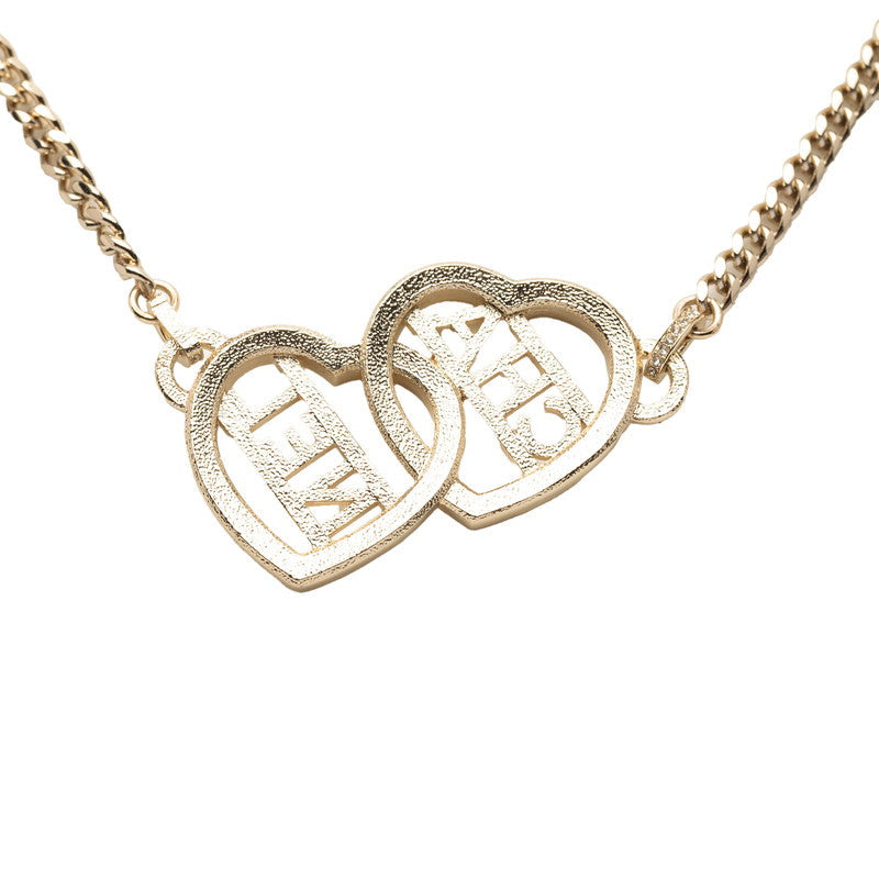 Chanel Logo Heart Circle Necklace