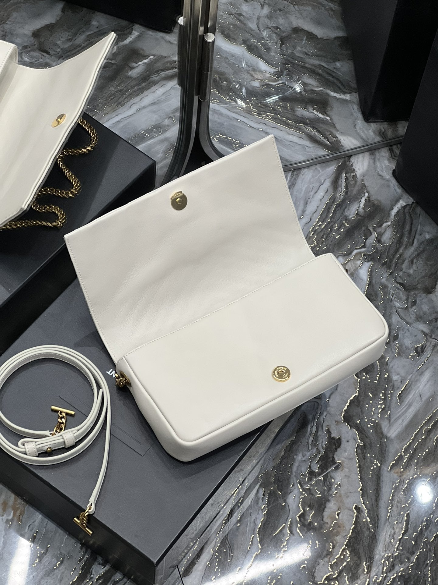 Top Quality Kata 99 Chain Bag White With Gold Hardware For Women 10.2in/26cm YSL