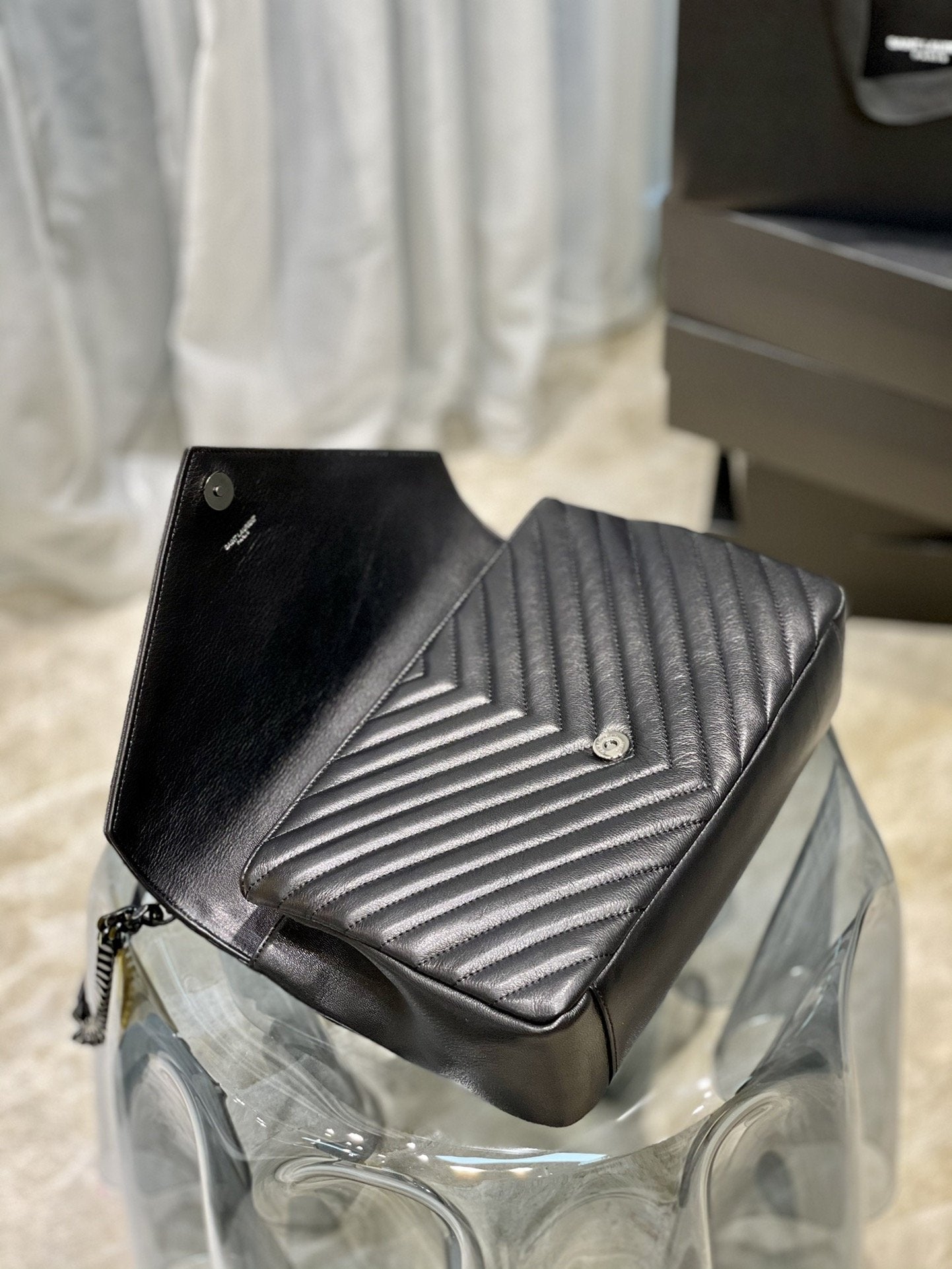 Top Quality College Large Chain Bag Black With Metal Toned Hardware For Women 12.6in/32cm YSL 600278BRM081000