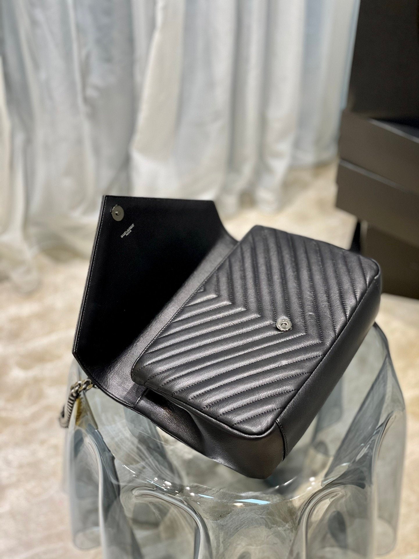 Top Quality College Large Chain Bag Black With Silver TonedHardware For Women 12.6in/32cm YSL 600278BRM041000