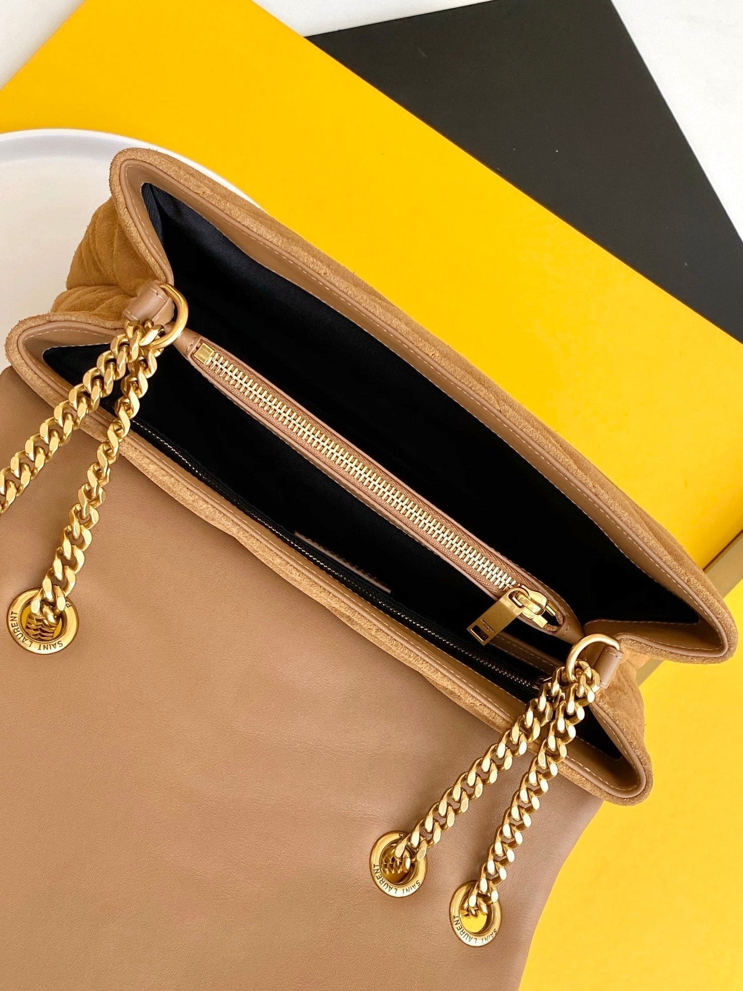 Top Quality Loulou MeTop Qualityum Chain Bag In Matelasse "Y" Brown With Gold Hardware For Women 12.5in/32cm YSL 5749461U8C77761