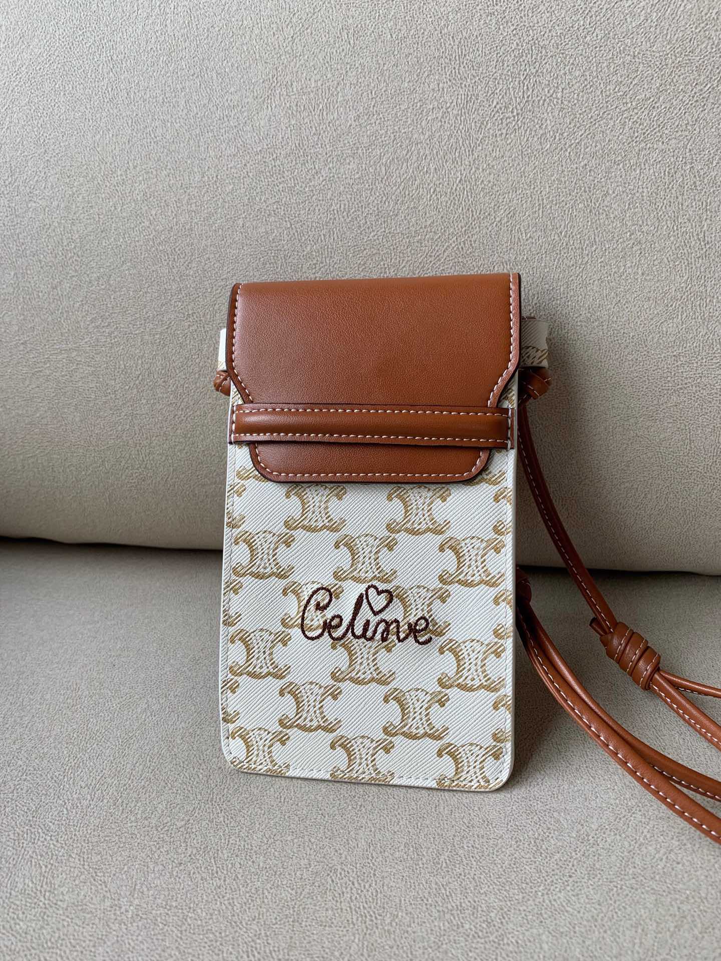 Top Quality Printed Embroidered Flip Phone Bag White For Women 7.2in/18cmÂ 