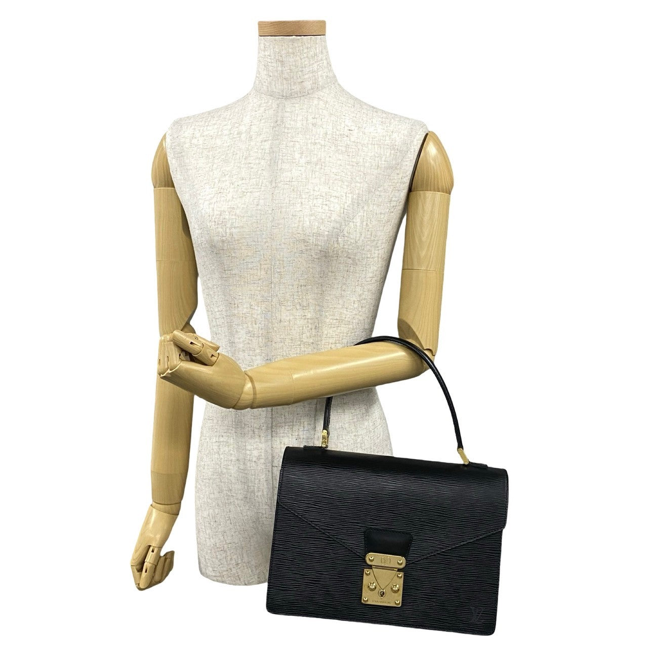LOUIS VUITTON Handbag leather black Epi Concorde Women  d