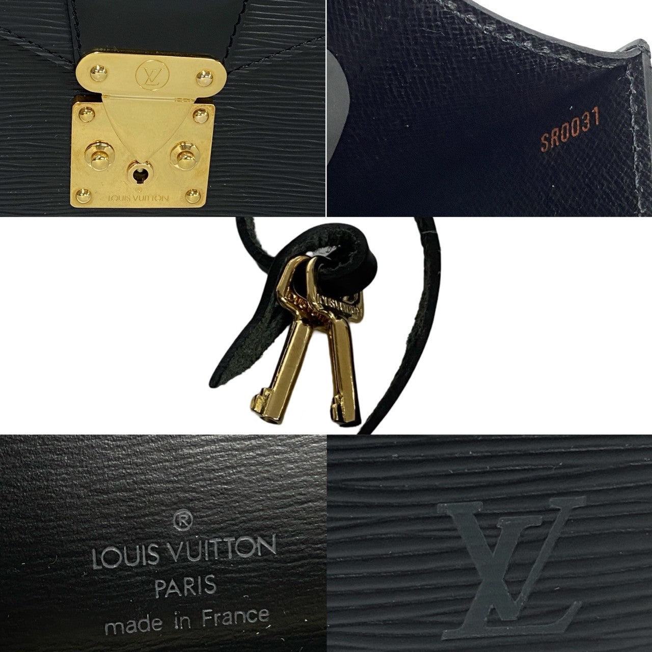LOUIS VUITTON Handbag leather black Epi Concorde Women  d