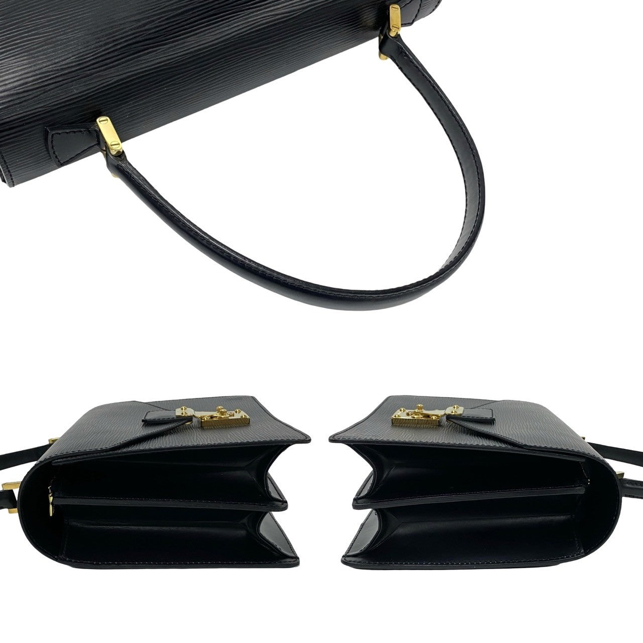 LOUIS VUITTON Handbag leather black Epi Concorde Women  d