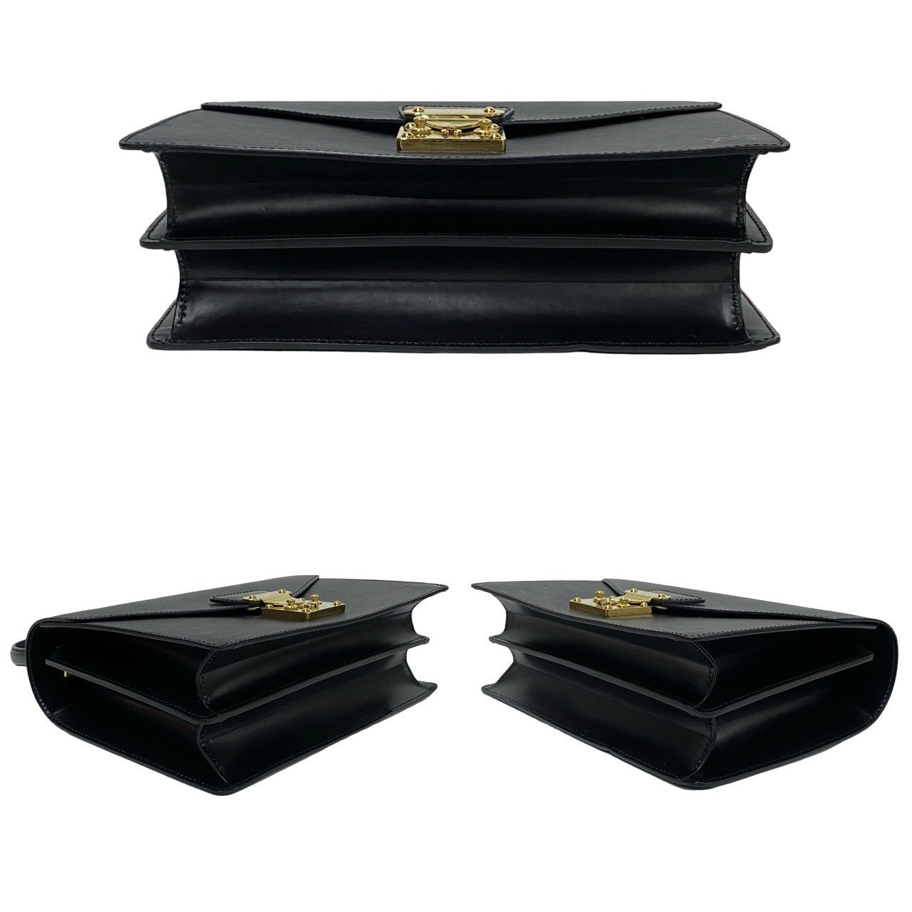 LOUIS VUITTON Handbag leather black Epi Concorde Women  d