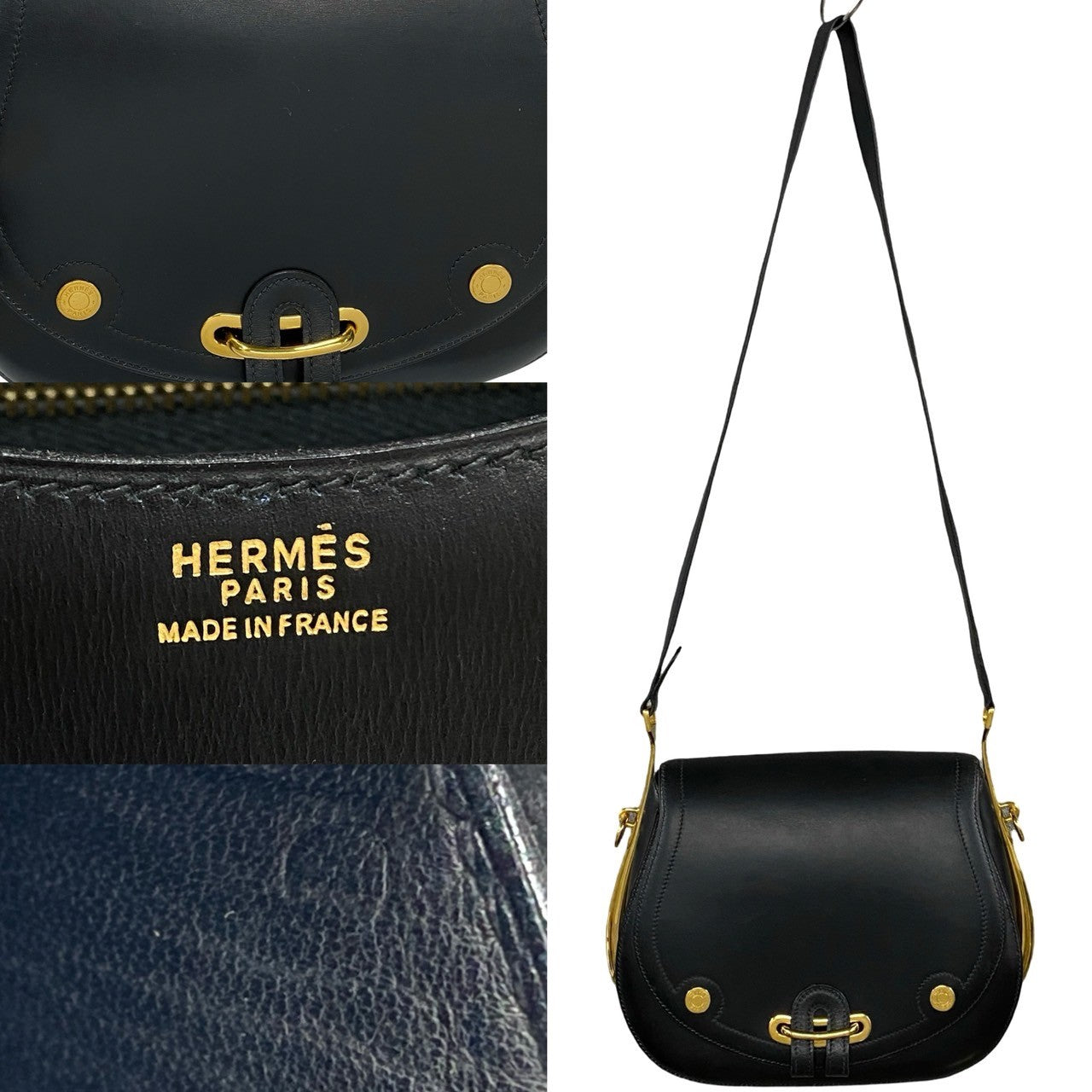 HERMES Shoulder Bag Boxcalf, Leather black Passkey Women  d