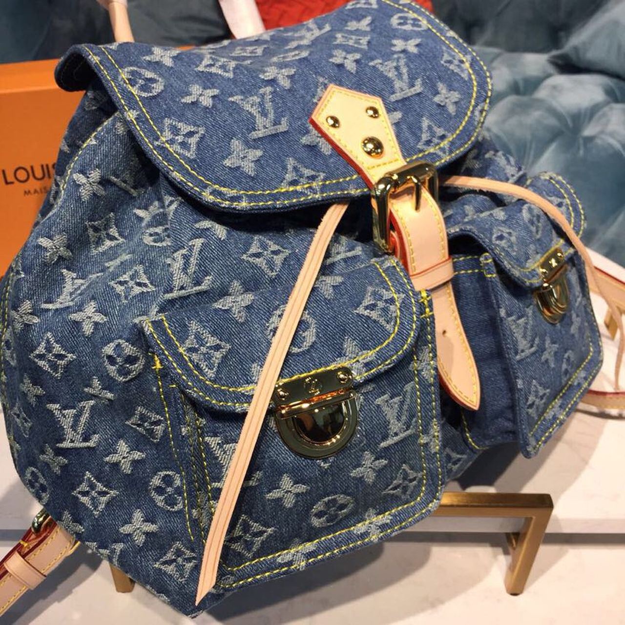 Top Quality Backpack 30cm Monogram Denim Canvas Spring/Summer Collection M44460, Blue