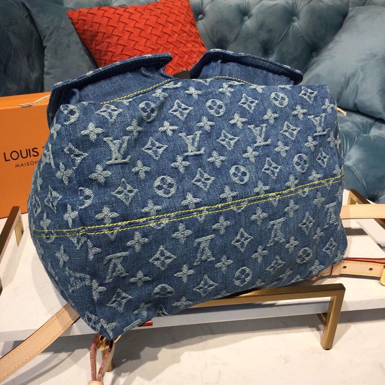 Top Quality Backpack 30cm Monogram Denim Canvas Spring/Summer Collection M44460, Blue