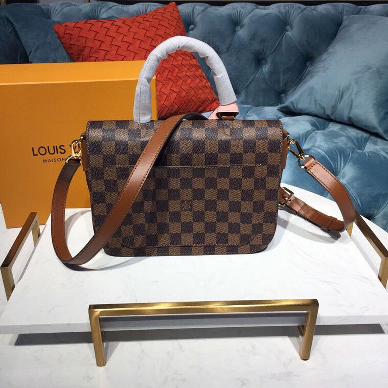 Top Quality Beaumarchais Damier Ebene Canvas Venus Pink For Women, Womens Handbags, Shoulder And Crossbody Bags 9.8in/25cm Top Quality N40147