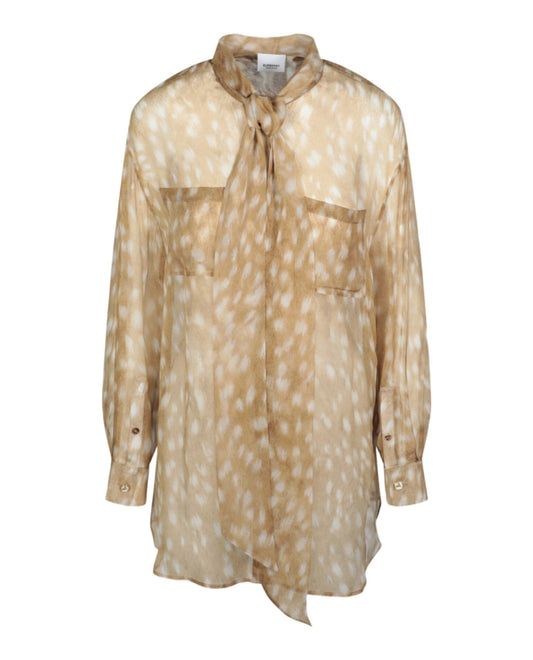 Burberry Womens Tied Deer-Printed Silk Blo