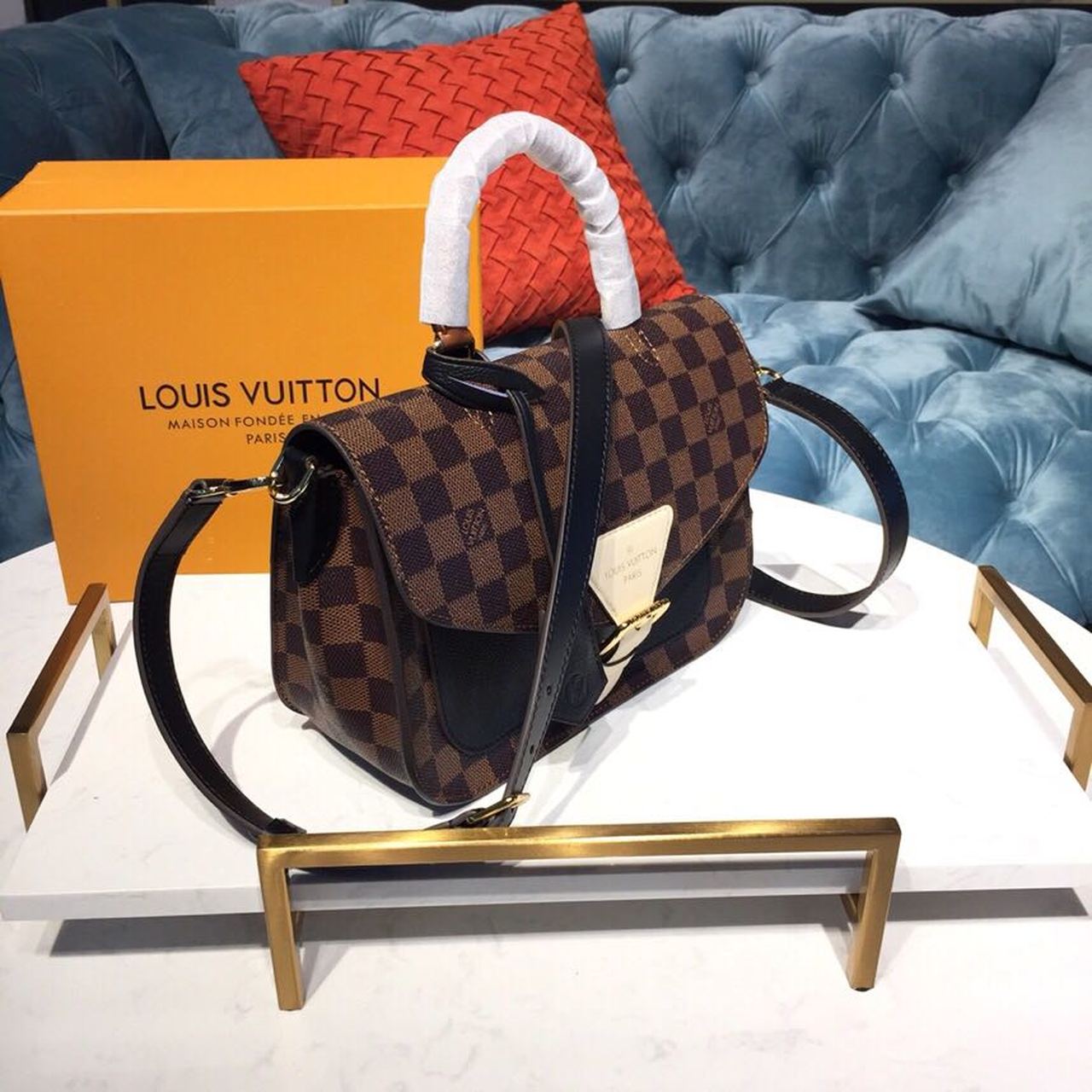 Top Quality Beaumarchais Damier Ebene Black For Women, WoHandbag, Shoulder And Crossbody Bags 9.8in/25cm Top Quality N40146