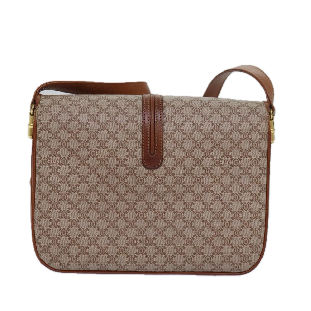 Luxury CELINE Macadam Canvas Shoulder Bag Beige  80570