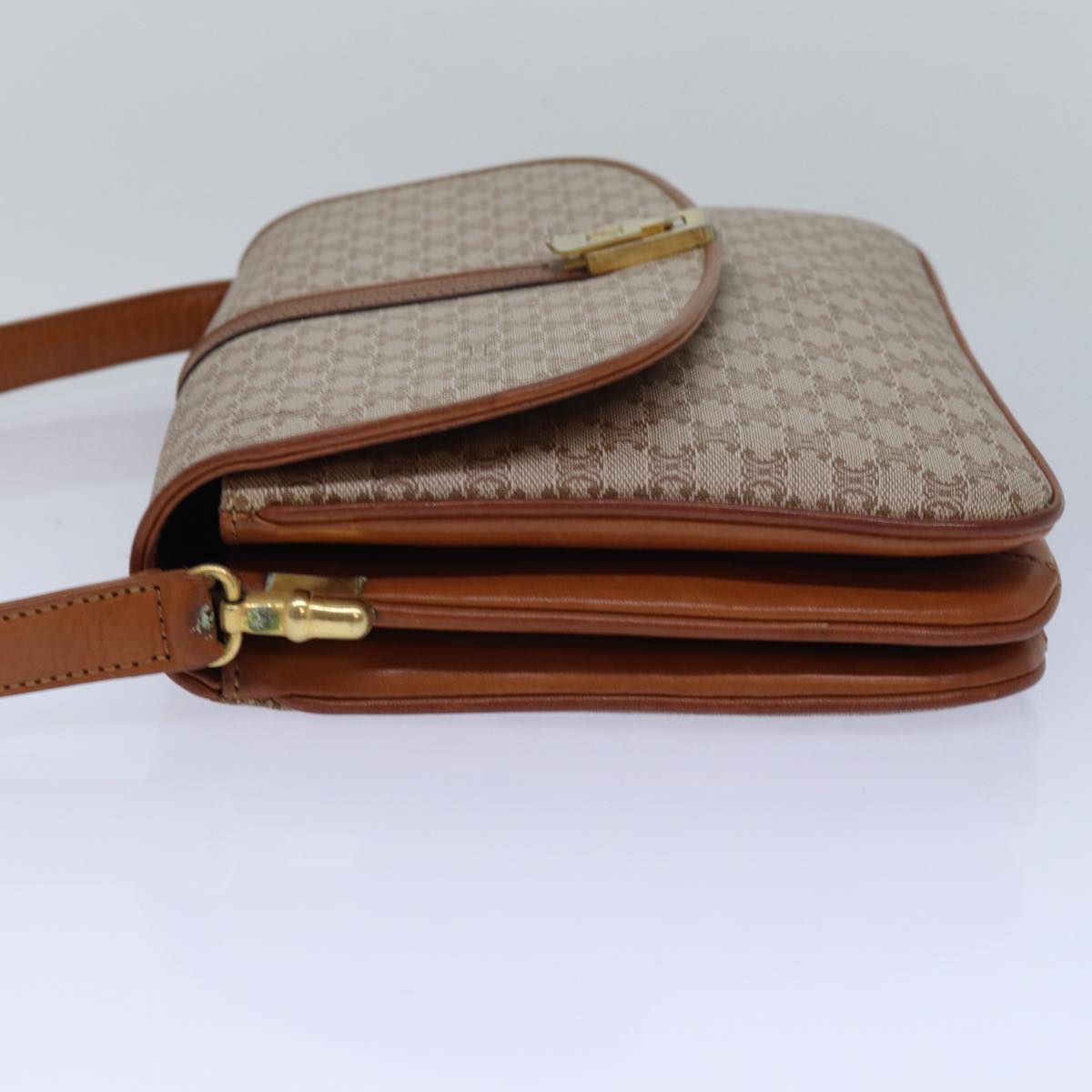 Luxury CELINE Macadam Canvas Shoulder Bag Beige  80570