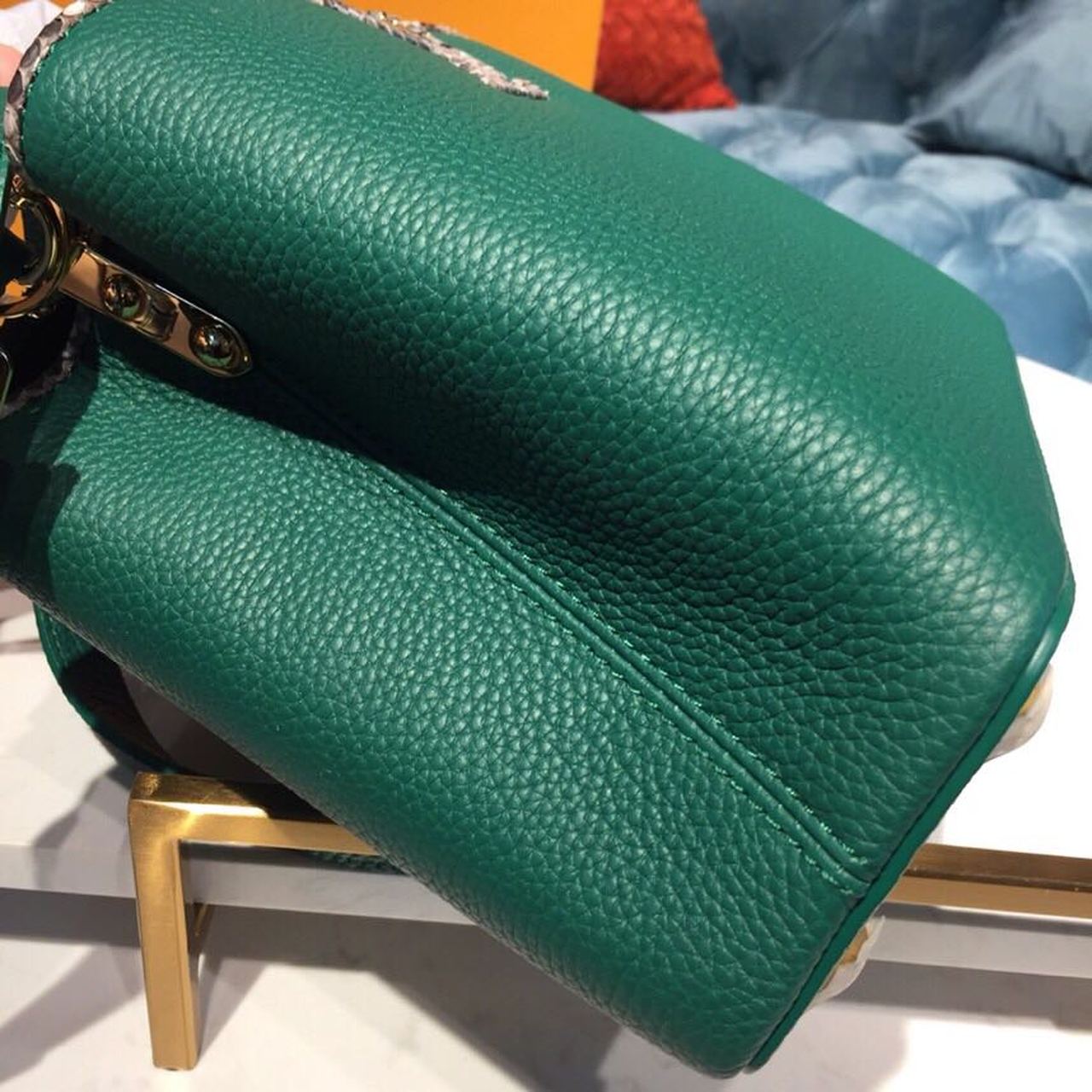 Top Quality Capucines BB Taurillon And Python Green For Women,  Shoulder And Crossbody Bags 10.6in/27cm Top Quality