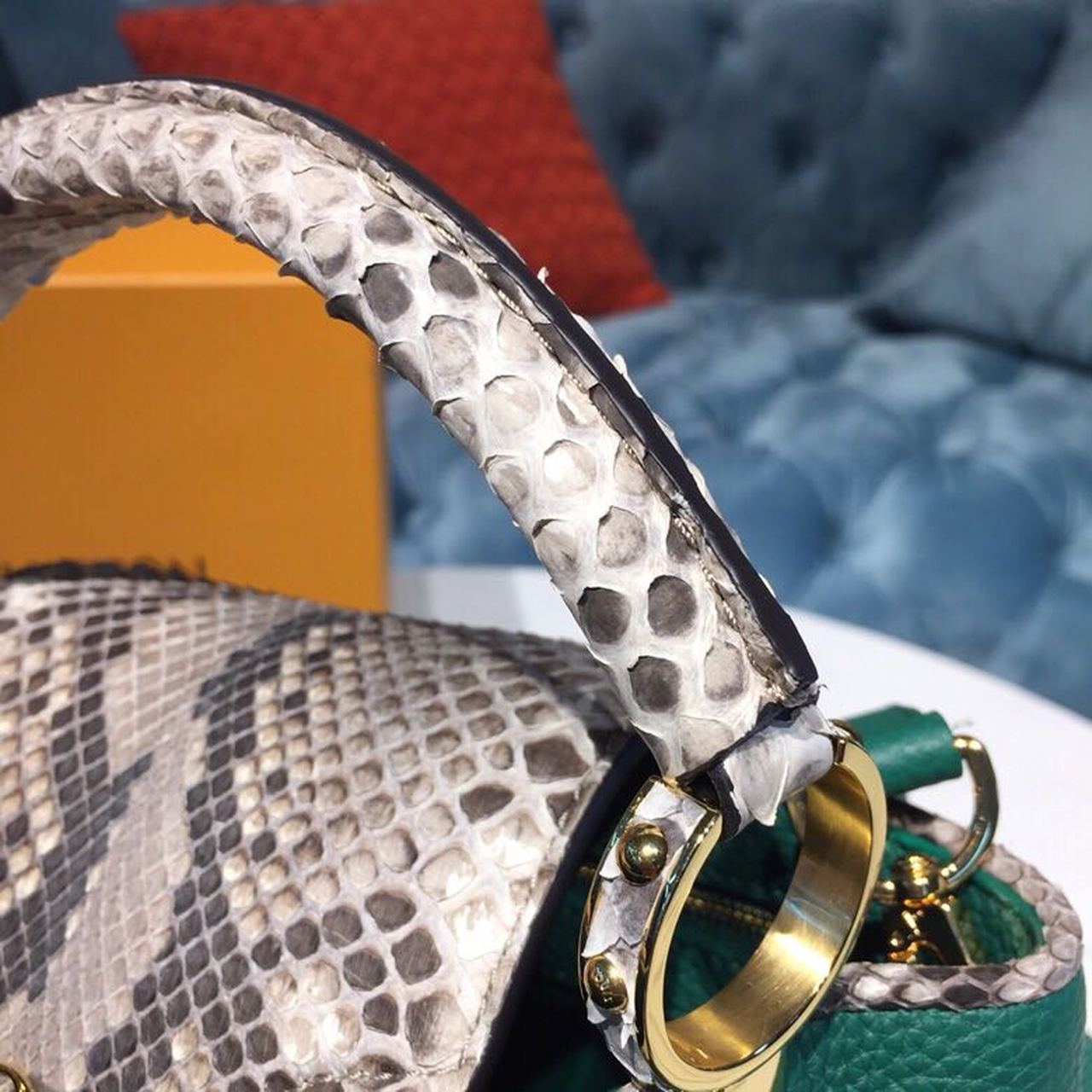 Top Quality Capucines BB Taurillon And Python Green For Women,  Shoulder And Crossbody Bags 10.6in/27cm Top Quality