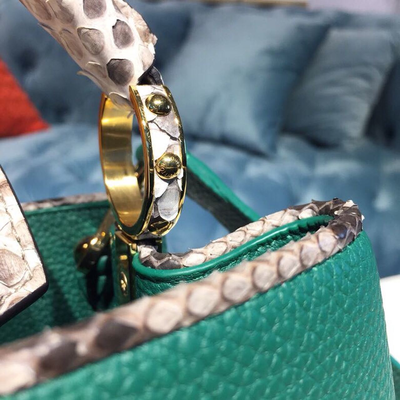 Top Quality Capucines BB Taurillon And Python Green For Women,  Shoulder And Crossbody Bags 10.6in/27cm Top Quality
