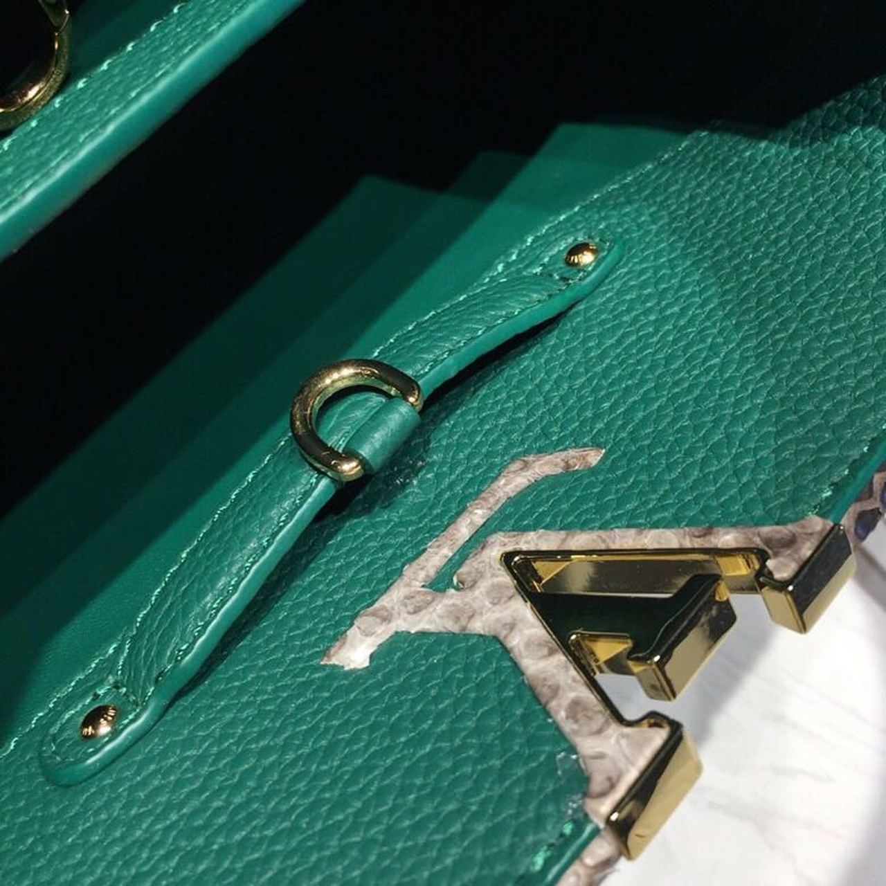 Top Quality Capucines BB Taurillon And Python Green For Women,  Shoulder And Crossbody Bags 10.6in/27cm Top Quality