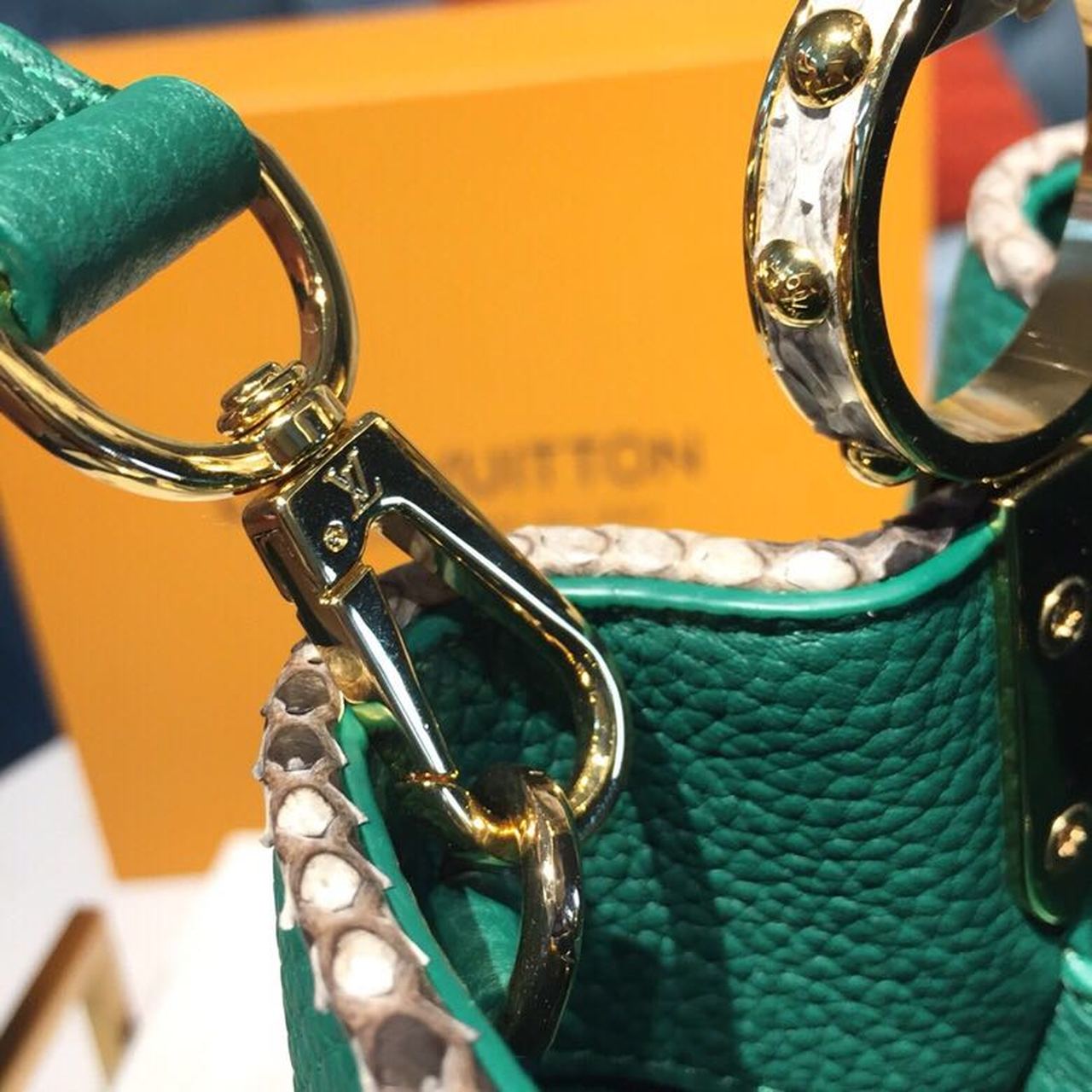 Top Quality Capucines BB Taurillon And Python Green For Women,  Shoulder And Crossbody Bags 10.6in/27cm Top Quality
