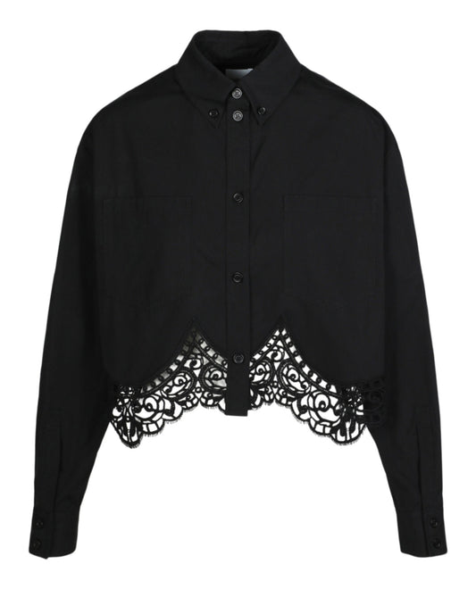 Burberry Womens Cropped Lace Hem Blo
