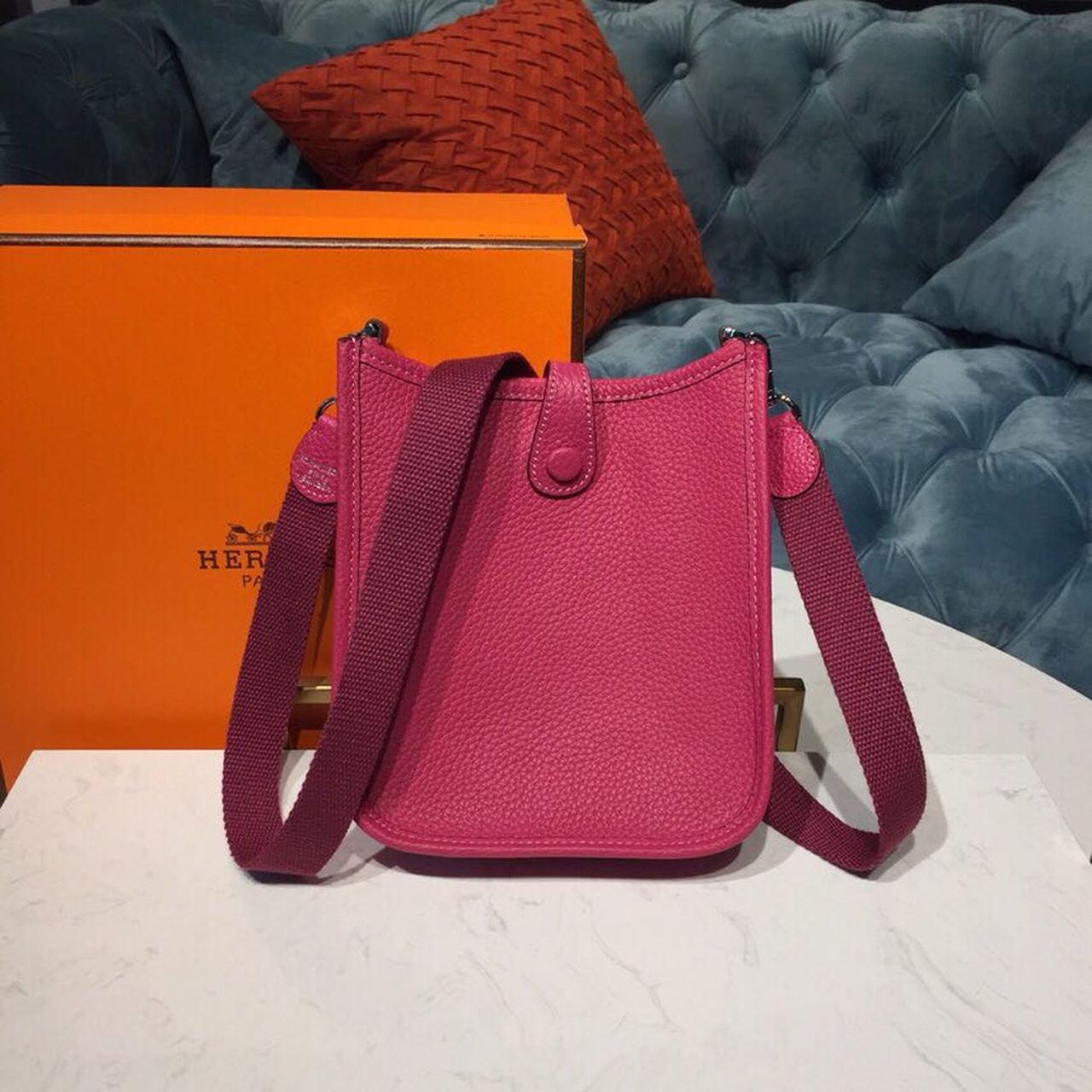 Top Quality Evelyne II TPM Bag Hot Pink For Women SiTop Qualityer Toned Hardware 7.9in/20cm