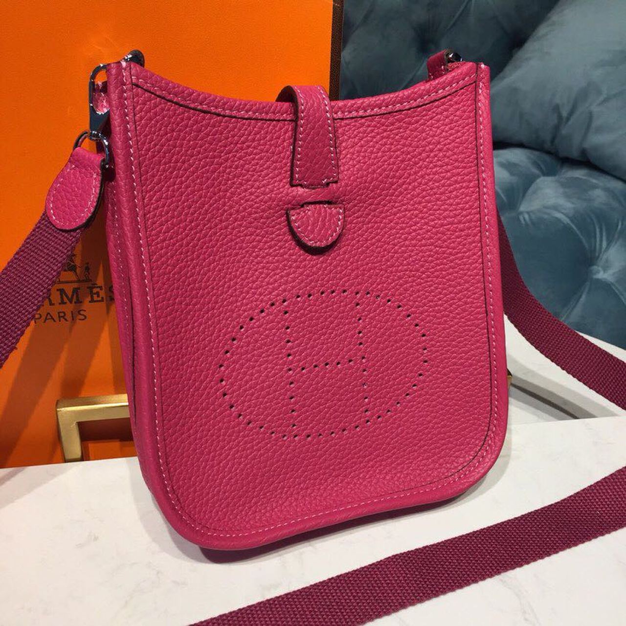 Top Quality Evelyne II TPM Bag Hot Pink For Women SiTop Qualityer Toned Hardware 7.9in/20cm