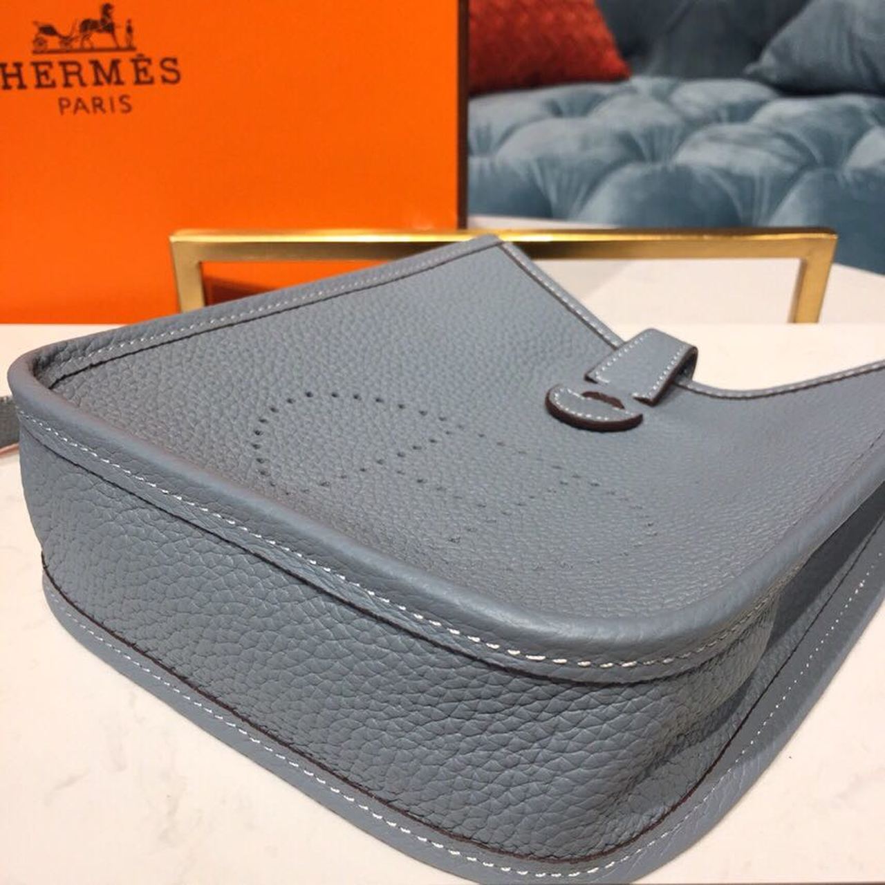 Top Quality Evelyne II TPM Bag Light Blue For Women SiTop Qualityer Toned Hardware 7.9in/20cm