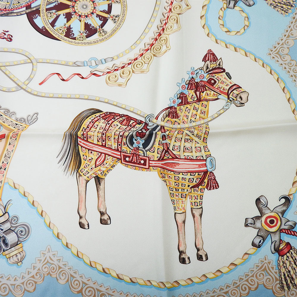 HERMES scarf silk Light blue Carre90 Women  d