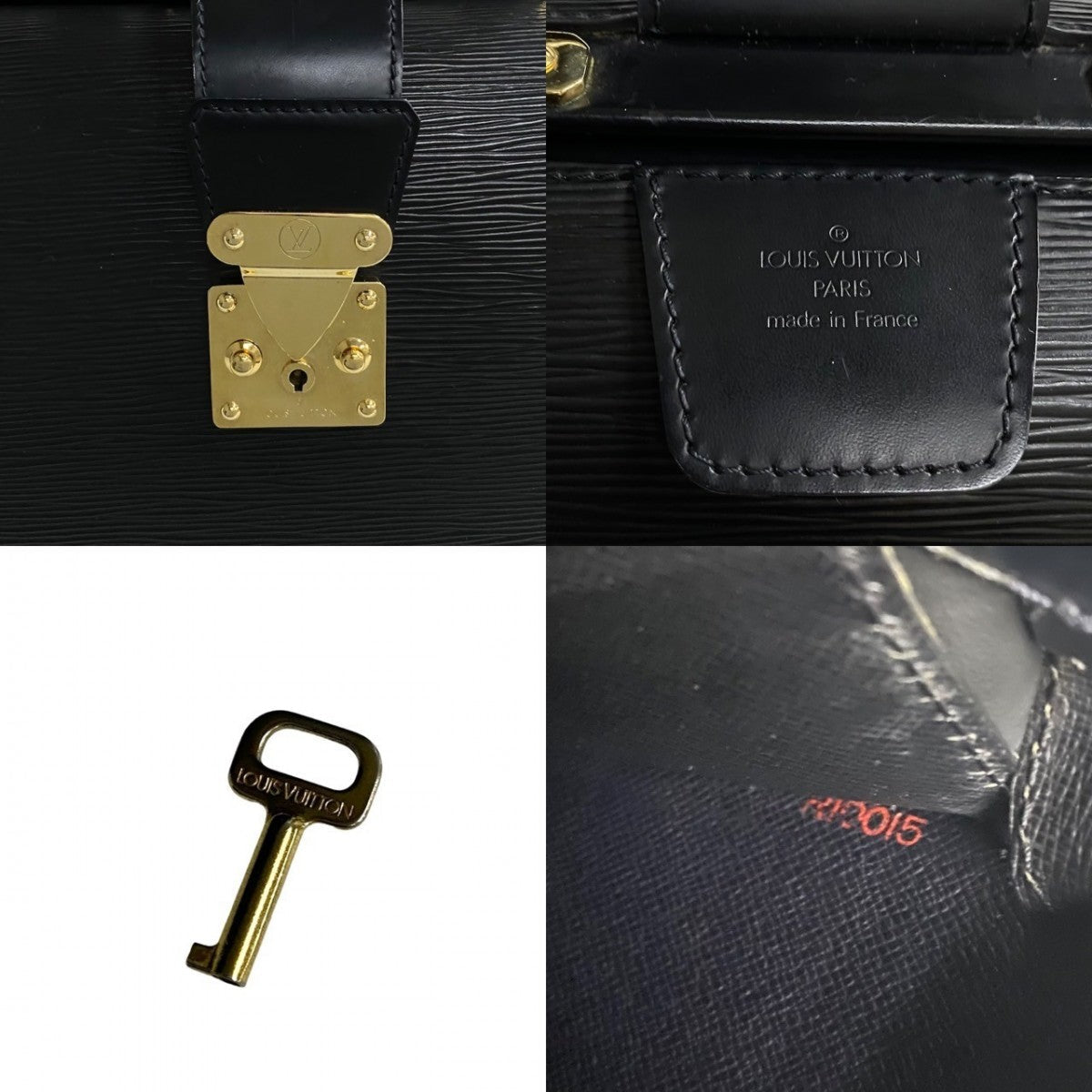 LOUIS VUITTON Business bag leather black Epi Cerviet Fermoire mens  d