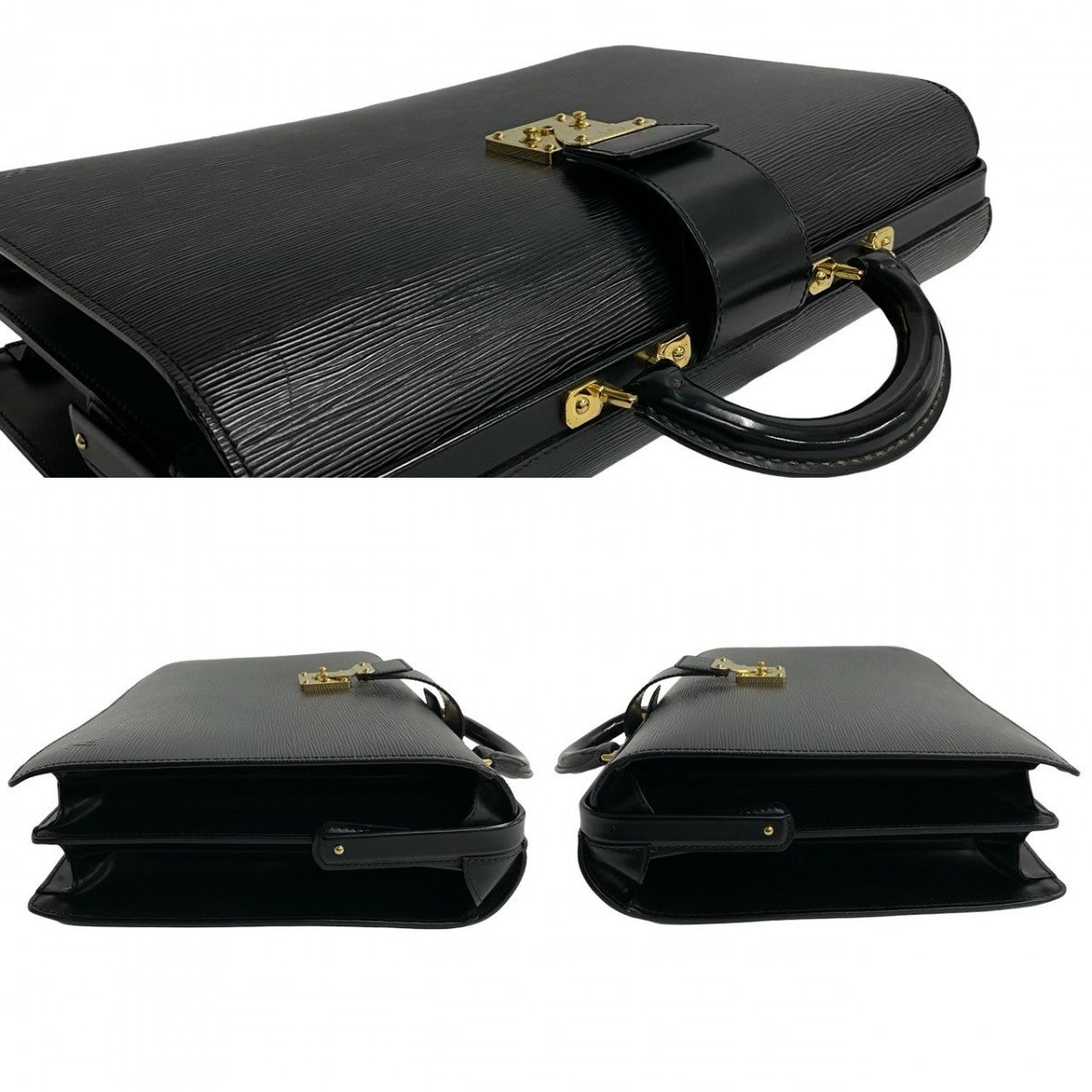 LOUIS VUITTON Business bag leather black Epi Cerviet Fermoire mens  d