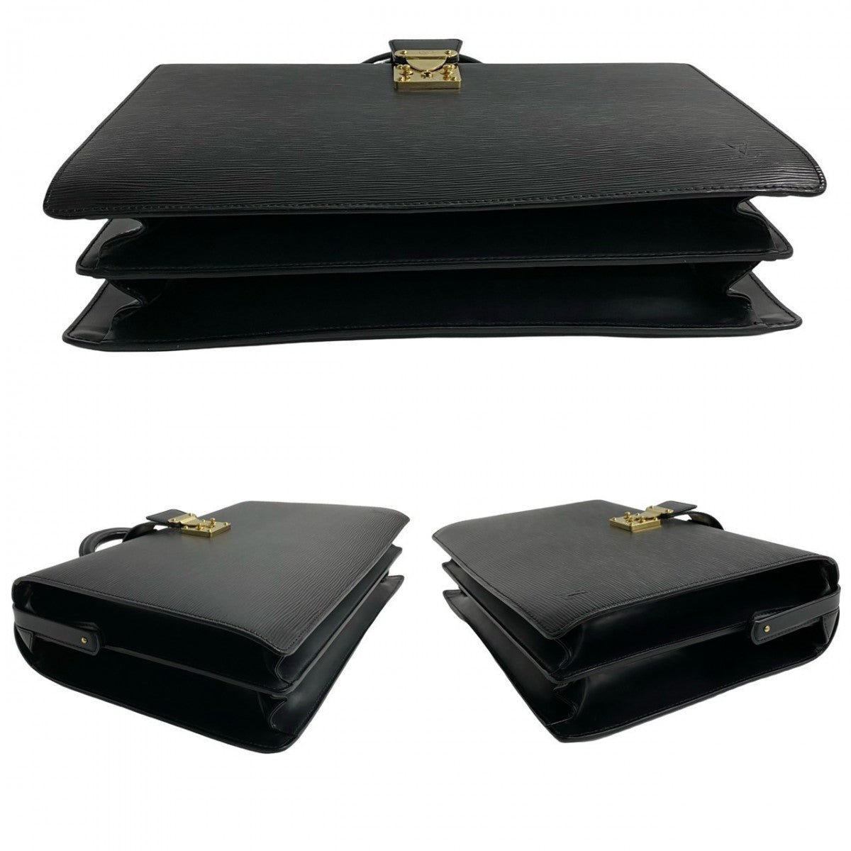 LOUIS VUITTON Business bag leather black Epi Cerviet Fermoire mens  d