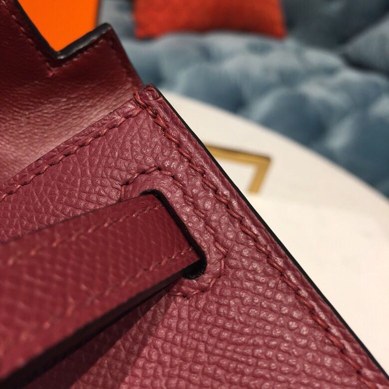 Top Quality Mini Kelly Burgundy For Women Gold Toned Hardware 7.5in/19cm