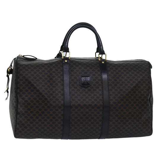 Luxury CELINE Macadam Canvas Boston Bag PVC Leather Black  80880