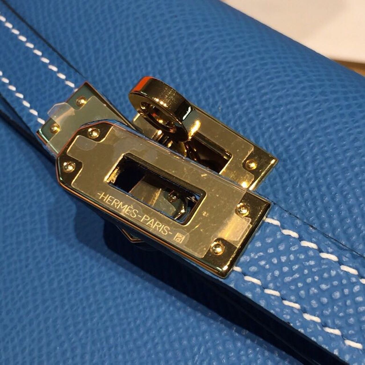 Top Quality Mini Kelly Blue Zanzibar For Women Gold Toned Hardware 7.5in/19cm
