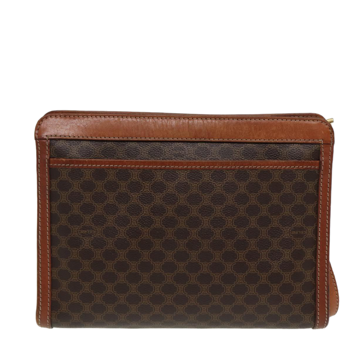Luxury CELINE Macadam Canvas Clutch Bag PVC Leather Brown  80976