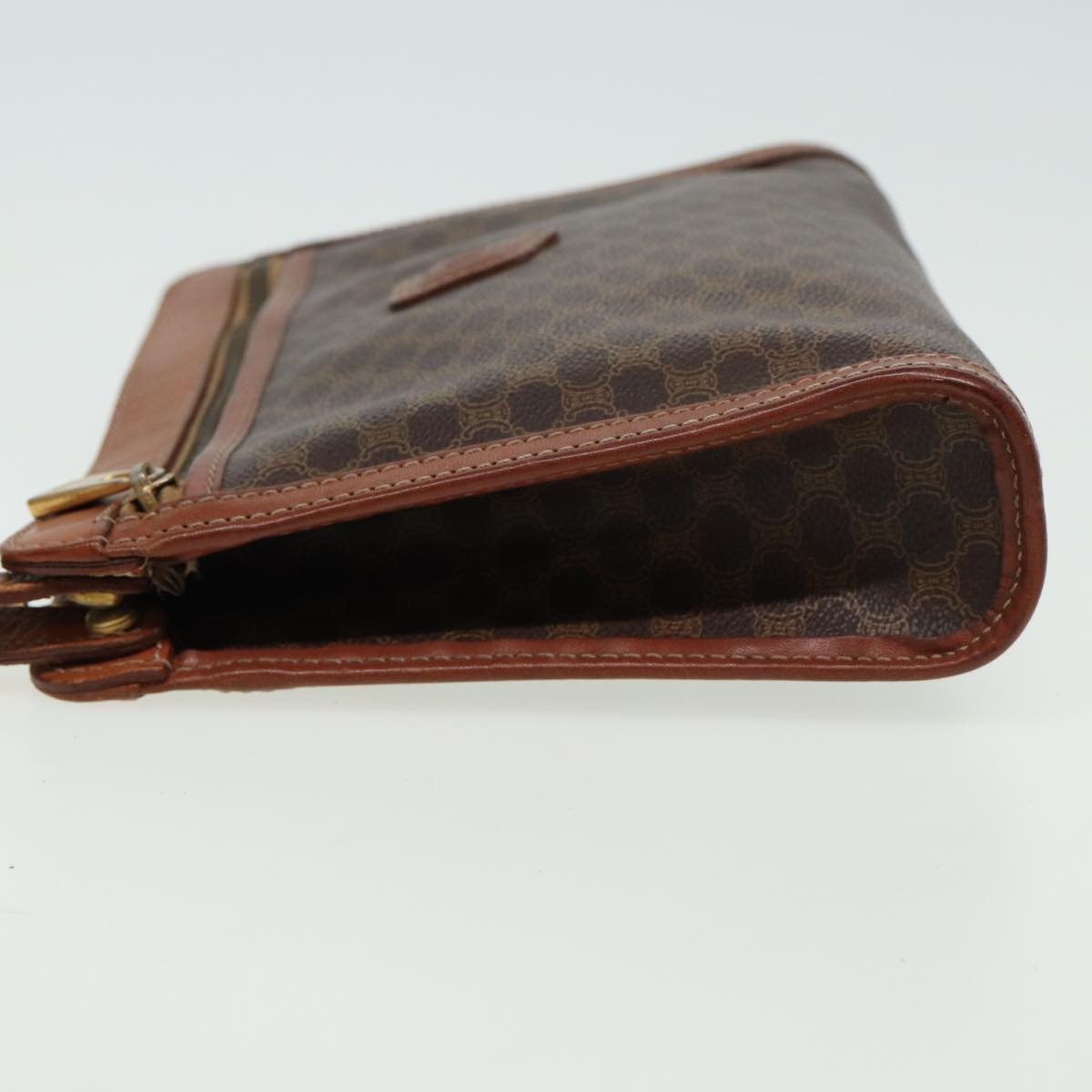 Luxury CELINE Macadam Canvas Clutch Bag PVC Leather Brown  80976