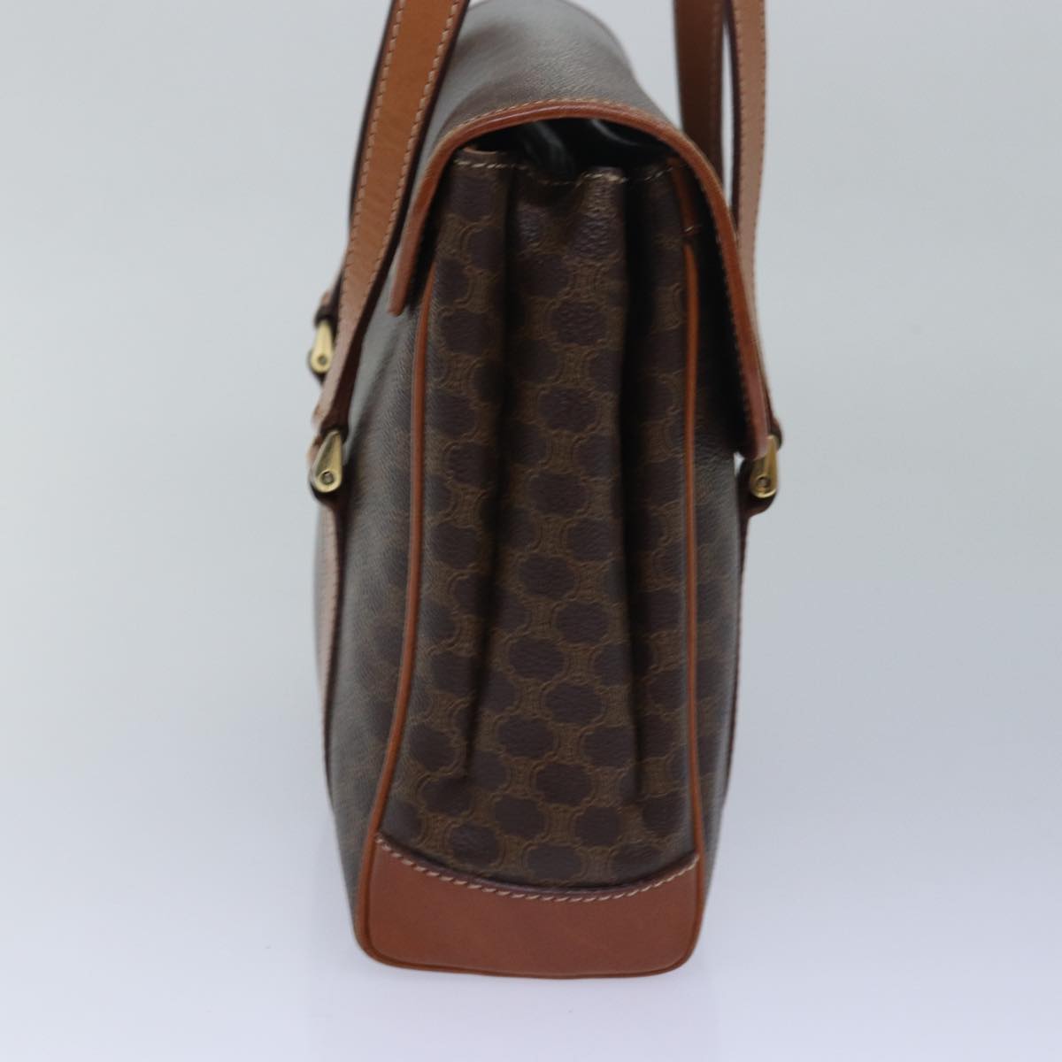 Luxury CELINE Macadam Canvas Shoulder Bag PVC Leather Brown  80995