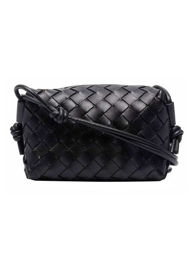 Luxury Bottega Veneta Intrecciato Loop Small Leather Cross Bag Black