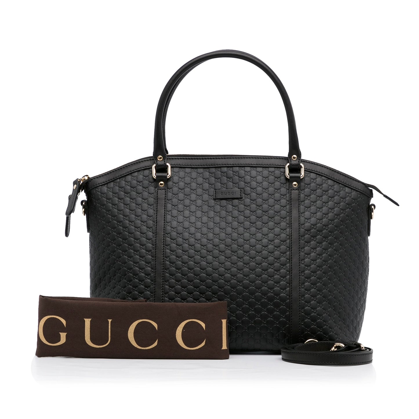 Gucci Dome Large Black MicroGuccisima Embossed Leather