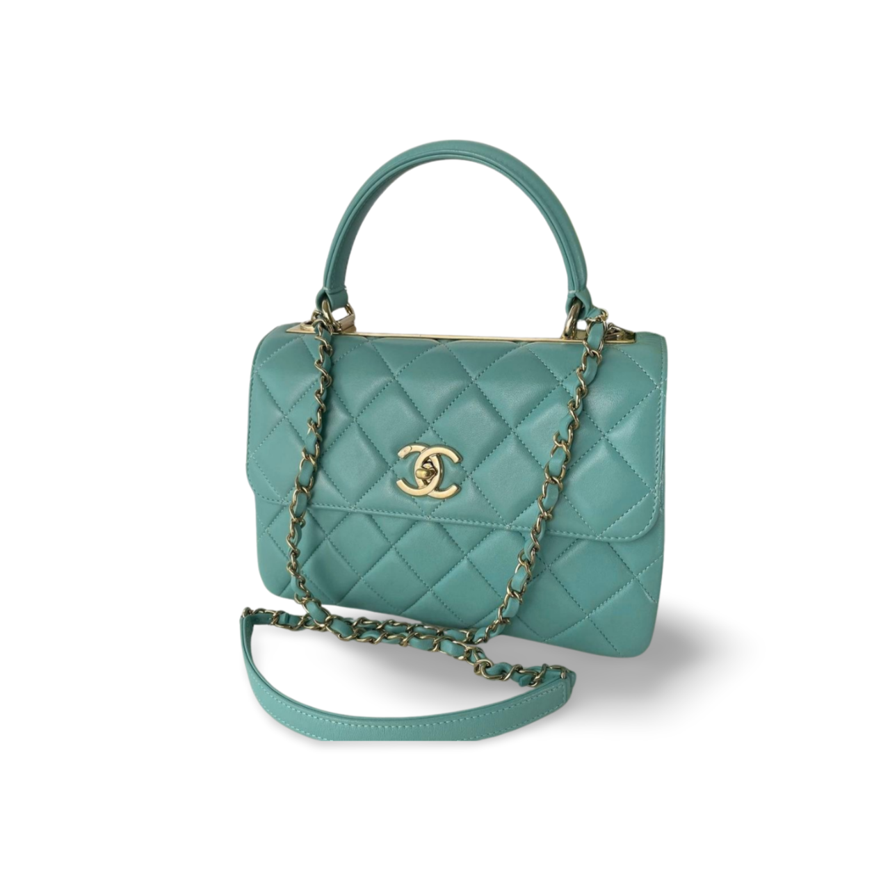 Chanel Small Trendy CC Bag in Light Green Lambskin Leather with Gold Hardware