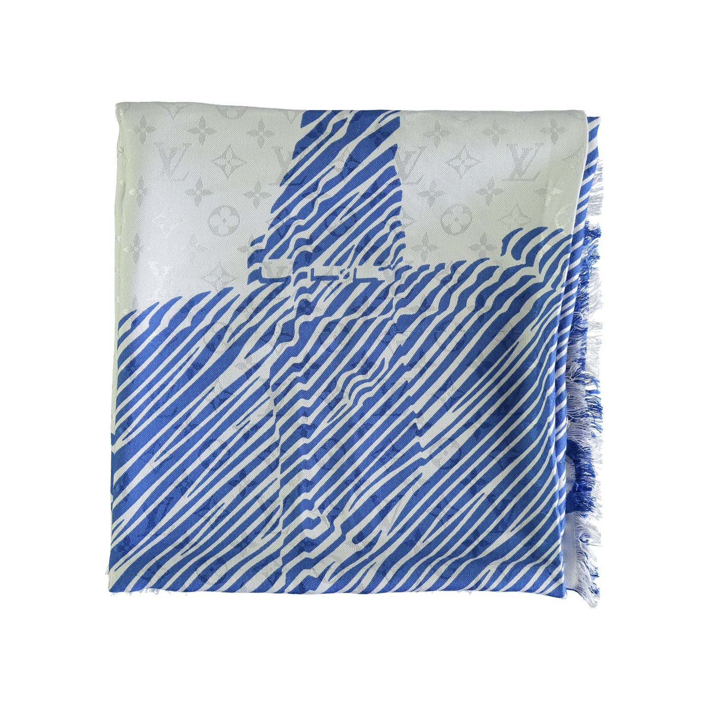 LOUIS VUITTON Louis Vuitton Blue and White Alma Print Scarf