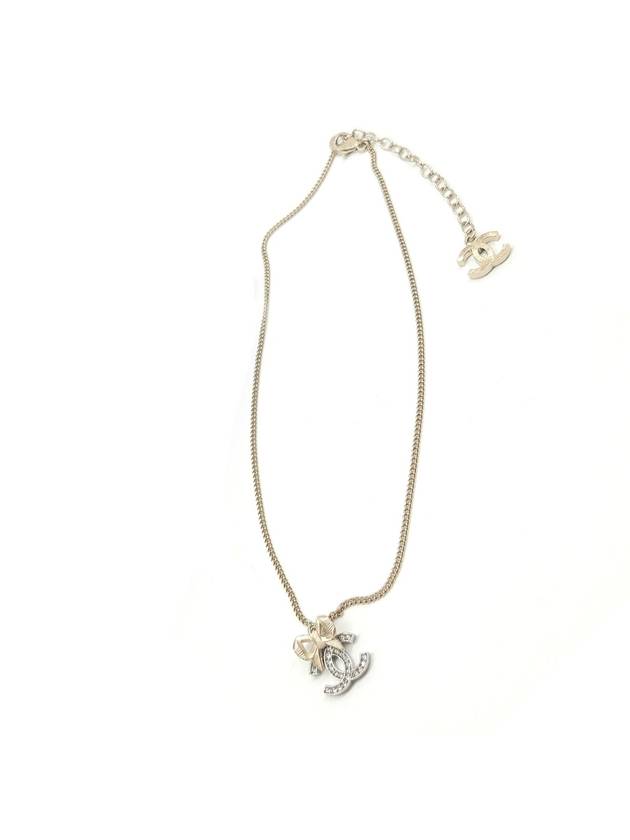 CC Logo Ribbon Necklace Gold Chanel
