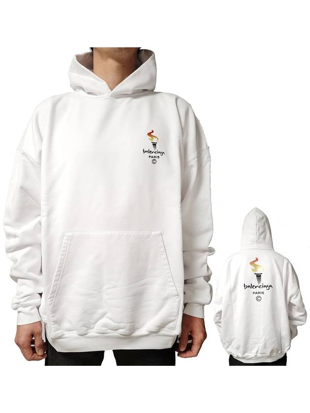 Luxury Balenciaga Trending 2025 Embroidered Flame Logo Hoodie White