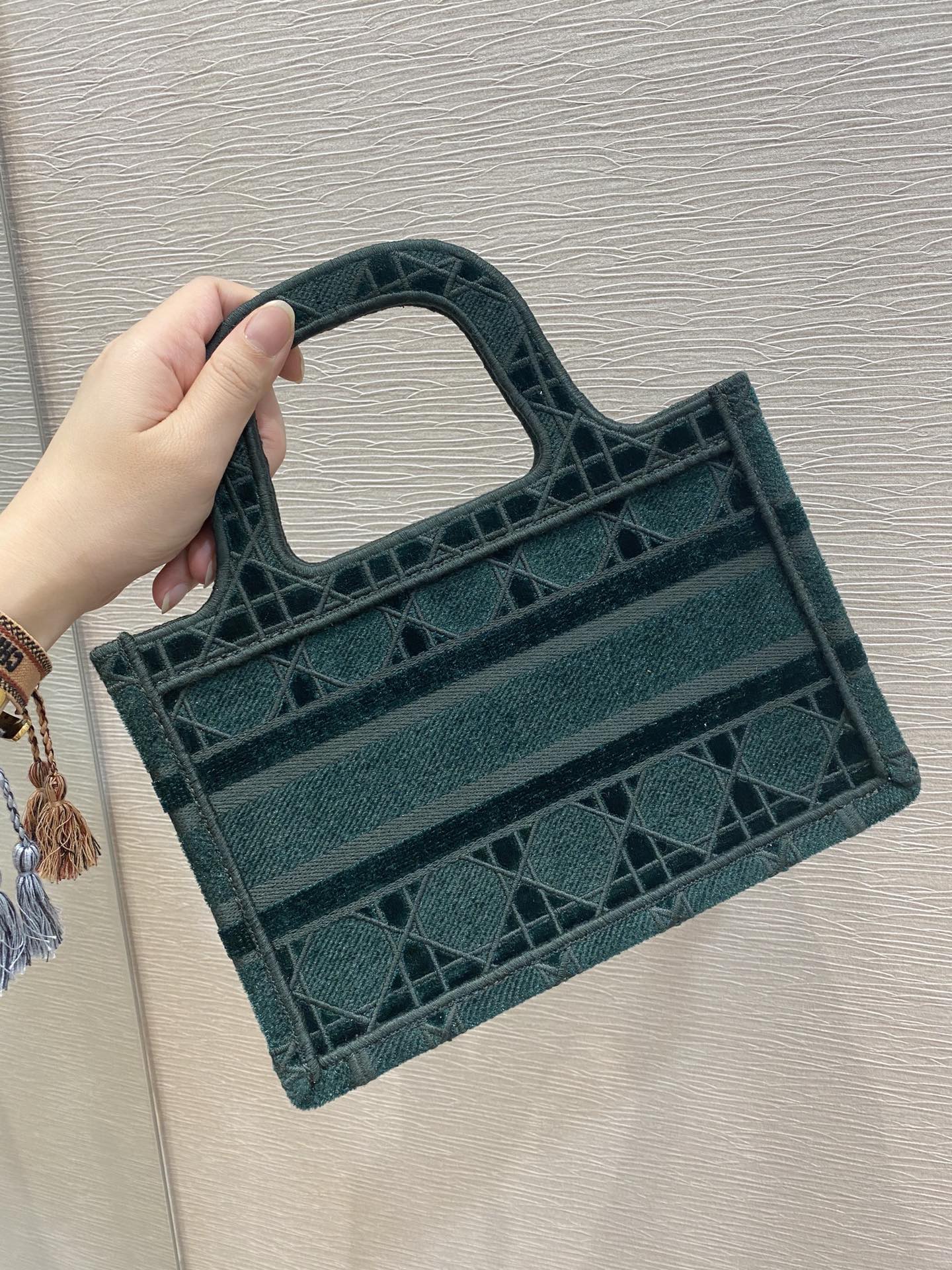 Top Quality Mini Book Tote Oblique Blue Canvas For Women 23cm/9in CD