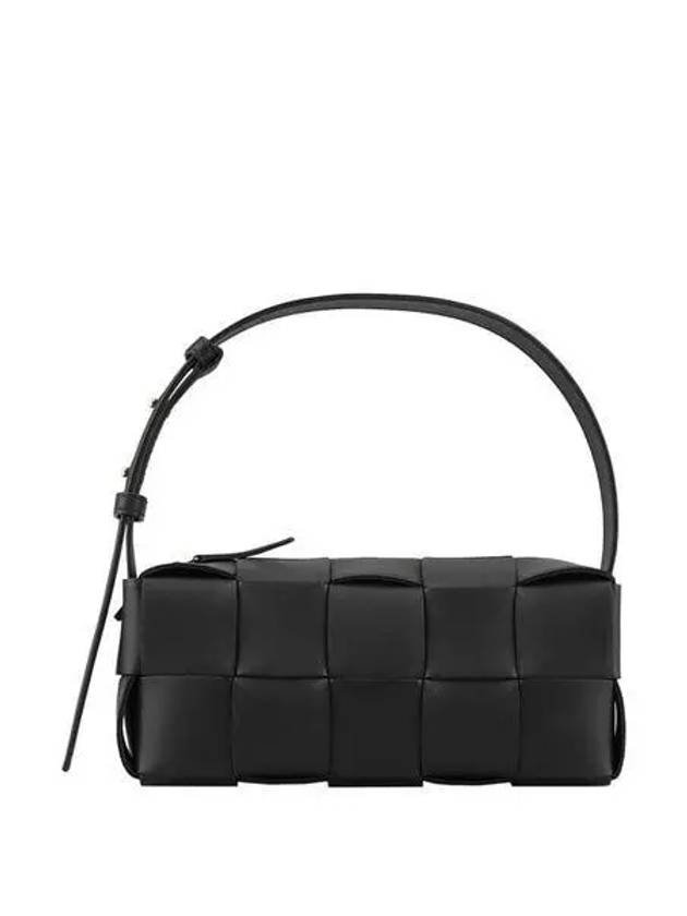 Luxury Bottega Veneta Brick Cassette Intrecciato Small Shoulder Bag Black